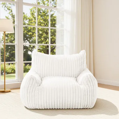 Runde Sitzsack XXL für Erwachsene, Plüsch, beige