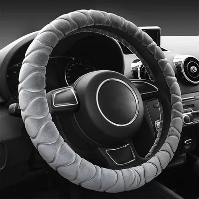 Obrázek produktu pro Potah na volant, plyšový, zimní, teplý, protiskluzový, šedý, pro volanty o průměru 37-39 cm