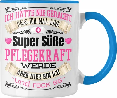 Produktbild von Trendation - Pflegekraft Tasse Geschenk Altenpflegerin Frauen Geschenkidee Pflegekraft Krankenpflegerin (Blau)