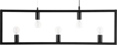 Produktbild von BELIANI Hängeleuchte Schwarz Metall 5-Flammig Glühbirnen-Optik Rechteckig Geometrisch Industrieller Stil Wohnzimmer Esszimmer