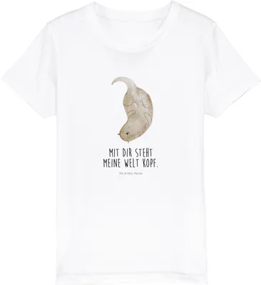 Produktbild von Mr. & Mrs. Panda Kleinkinder T-Shirt Otter Kopfüber 3-4 Jahre (98/104) - Weiß - Geschenk, Teenager, Baumwoll Kinder, Liebe, Verknallt, Baumwolle, Niedlich, Kindershirt