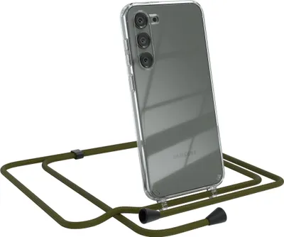 Produktbild von EAZY CASE Handykette kompatibel mit Samsung Galaxy S23 Plus, Handyhülle mit Umhängeband, Handykordel, Schutzhülle Clear, Band in Grün