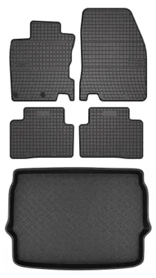 Productafbeelding van Rubberen automatten + kofferbakmat voor Nissan Qashqai II J11 vanaf 2013 – 5-delig, zwart, op maat – Wielganizator SolidPRO