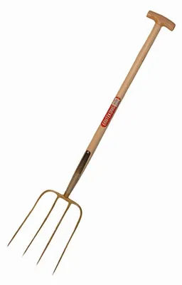 Produktbild von Dunggabel 4 Zinken, 85cm-T-Stiel Esche, 31x23cm, gold-lackiert