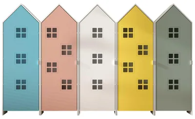 Produktbild von VIPACK - CASAMI BRUGES Set 5-tlg. best. aus: Schrank 1-trg. mit Front in Weiß, Blau, Grün, Pink u. Gelb