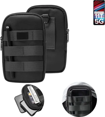 Produktbild von K-S-Trade Holster Gürtel Tasche kompatibel mit Xiaomi Redmi Note 11T 5G Handy Tasche Schutz Hülle dunkel-grau viele Fächer, 1x