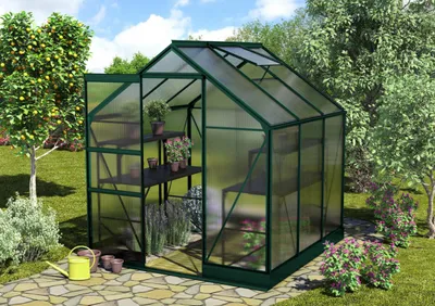 Obrázek produktu pro Skleník Vitavia Apollo 3800 polykarbonát 6 mm 195 x 199 cm zelený vč. základového rámu