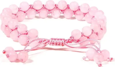 Produktbild von Armband Rosenquarz zweireihig verstellbar – Packung mit 2 Stück – 0,6 cm