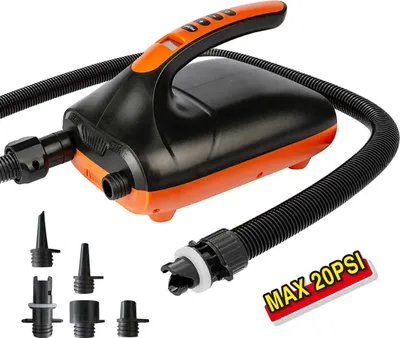 Immagine prodotto di Pompa ad aria elettrica, gonfiaggio a due stadi, spegnimento automatico, DC 12V, a batteria