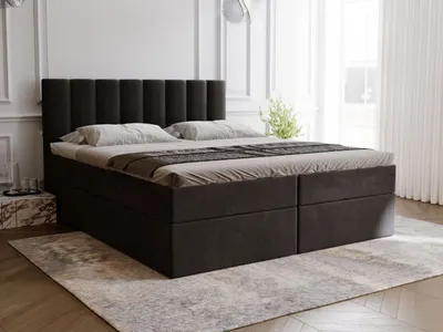 Produktbild von GrainGold Boxspringbett Mocca 140x200 - Bett mit Matratze und Topper - Boxspringbett mit Bettkasten und Matratze - Boxspringbett Schwarz (Royal 31)