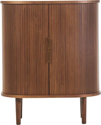 Produktbild von Miliboo - Vintage hoher Buffetschrank mit dunklen Nussbaum-Schiebetüren L70 cm EPIC
