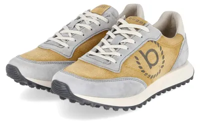 Image de Bugatti, baskets basses pour hommes, jaune, en cuir et textile, taille : 43