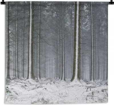 Produktbild von MuchoWow® Wandteppich Wandbehang Bäume - Winter - Schnee 60x60 cm Tapisserie Dekoration Wandtuch - Dekorationen - Wand Decke
