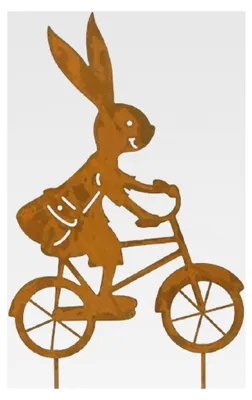 Produktbild von Dekorativer Deko-Stecker Hase auf Fahrrad in Rostoptik