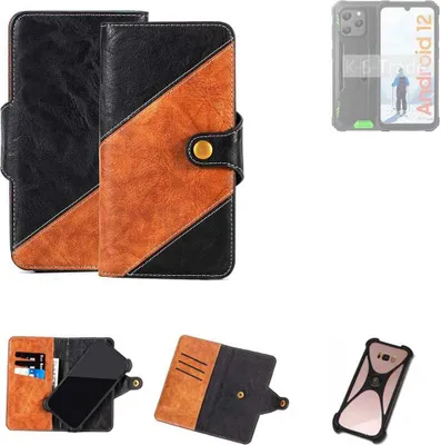 Produktbild von K-S-Trade Handyhülle Schutzhülle Bookstyle Case Wallet-Case kompatibel mit Blackview BV5300 Handy Cover Bumper Klapphülle schwarz hellbraun 1x