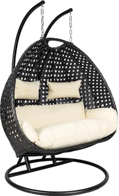 Produktbild von HOME DELUXE Polyrattan Hängesessel TWIN DELUXE - mit Regenabdeckung | Hängestuhl,Hängekorb,Hängeschaukel,Hollywoodschaukel
