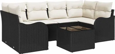 Immagine prodotto di Set divano da giardino vidaXL Nero 55 x 55 x 37 cm in polyrattan