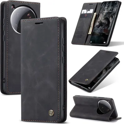 Produktbild von Hülle für Xiaomi 15 Ultra Retro Kunstledertasche mit Standfunktion Schutzhülle Schwarz