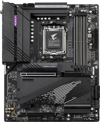 Produktbild von GIGABYTE B650 AORUS PRO AX Mainboard – Unterstützt AMD Ryzen 9000 CPUs, 16+2+1 Phasen digitales VRM, bis zu 8000 MHz DDR5 (OC), 1xPCIe 5.0 + 2xPCIe 4.0 M.2, Wi-Fi 6E, 2.5GbE LAN, USB 3.2 Gen 2x2, AMD, Sockel AM5, AMD Ryzen 7000 Series, AMD Ryzen 8000 Series, AMD Ryzen 9000 Series, Sockel AM5, DDR5-SDRAM, 256 GB