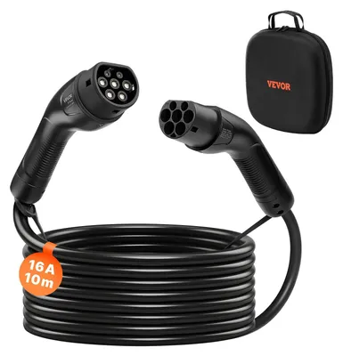 Produktbild von VEVOR Typ 2 zu Typ 2 EV-Ladekabel, 32Amp, 7kW 5 Meter Einphasen-Elektrofahrzeug-Ladekabel, IP66 wasserdicht mit Tragetasche, für IEC62196 EV & Plug-in-Hybrid-Elektrofahrzeuge, CE&TUV, 11 kW-b, 10 m-a