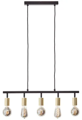Zdjęcie produktu dla Brilliant Tiffany Beam Lampa wisząca 5-punktowa E27 czarny matowy mosiądz szczotkowany 99684/78