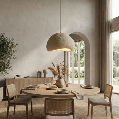 Produktbild von Opviq, Hochwertiger Kronleuchter, Beige, Metallkörper, Fiberglas-Kappe, 50-115 cm höhenverstellbar, Ø10 cm Sockel, E27 Max 40 W, IP20, Modern & Skandinavisch, Elegantes Design.