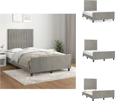 Produktbild von vidaXL Bettgestell mit Kopfteil Hellgrau 120x200 cm Samt -  Betten & Bettgestelle