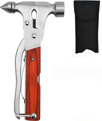 Obrázok produktu pre 12 v 1 Camping Multitool s kladivom kliešte píla skrutkovač, Camping Tool, kombinovaný nástroj s otváračom fliaš, vreckový nástroj vrátane úložnej tašky pre kempovanie, disk Hammer