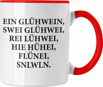 Produktbild von Trendation - Ein Glühwein Tasse Lustig Spruch Glühweinbecher mit Henkel Doppelwandig Glühweintassen Gläser Weihnachtsmarkt Becher Tassen Geschenk - Ein Glühwein Swei (Rot)