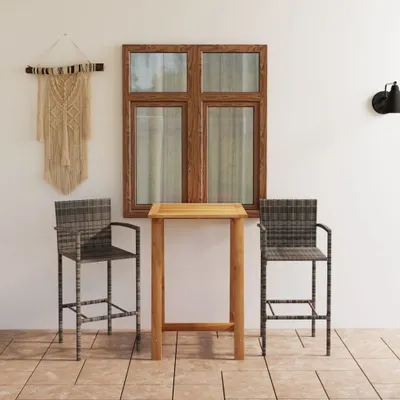 Produktbild von Schlichtes 3-tlg. Gartenbar-Set Grau - 1578412