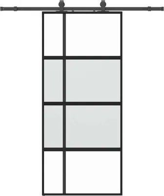 Zdjęcie produktu dla vidaXL Drzwi przesuwne z okuciem czarne 90x205 cm szkło hartowane