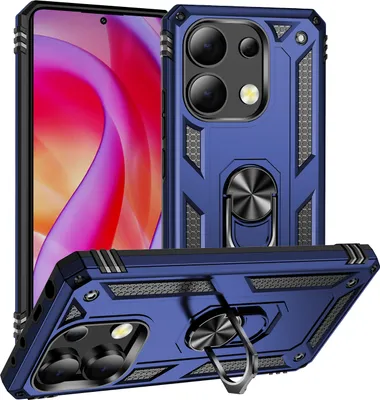 Obrázek produktu pro Pouzdro pro Xiaomi Redmi Note 13 Pro+ 5G dvouvrstvé robustní, vojenská ochrana pouzdro s držákem prstenu a stojánkem modré