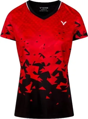 Produktbild von Victor T-Shirt für Damen mit kurzen Ärmeln, Rot-Schwarz, Modell T-54101 202600