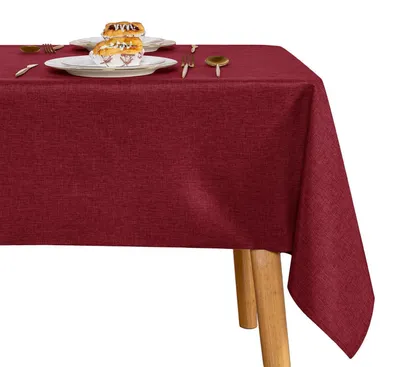 Immagine prodotto di Tovaglia impermeabile, lavabile, effetto lino, rettangolare, rossa, 140 x 110 cm