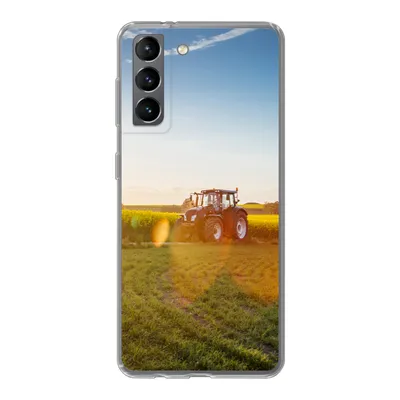 Produktbild von MuchoWow® Handyhülle Schutzhülle Hülle für Samsung Galaxy S21 Traktor - Gras - Sonnenuntergang Silikon Softcase Handy Hülle - Softcase