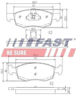 Produktbild von FAST Bremsbeläge Satz Vorne Bremsklötze für FIAT Doblo Kombi (119, 223) FT29102