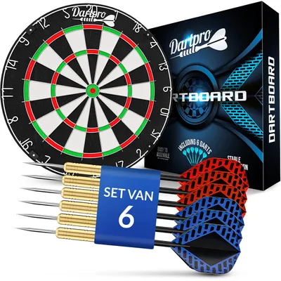 Produktbild von Professionelles Dartboard aus selbstheilendem Sisal mit 6 Dartpfeilen