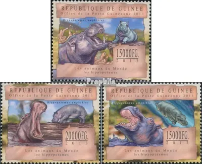 Produktbild von Briefmarken Guinea 2013 Mi 9821-9823 (kompl. Ausgabe) postfrisch Flusspferde (Hippoptamus amphibius)