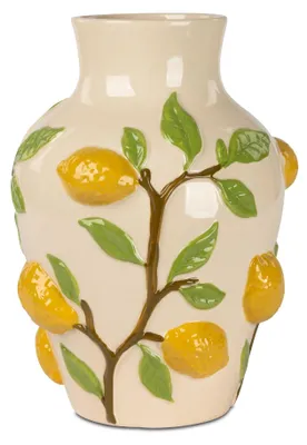Produktbild von Dekovase ZITRONEN rund H. 33cm creme gelb aus Keramik Formano