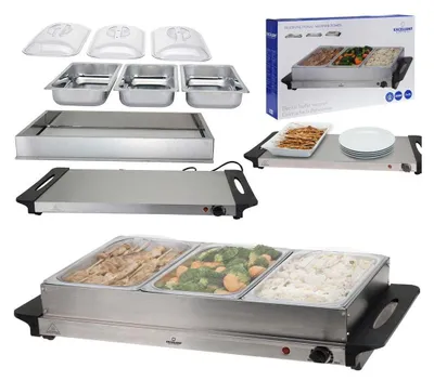 Produktbild von Excellent Electrics - Elektrischer 2-in-1-Edelstahl-Buffetwärmer (300W) -3x2,5 Liter