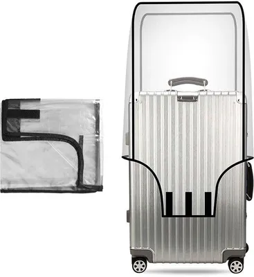 Image de Housse de protection transparente en PVC, imperméable, pour valises de 24 à 28 pouces – housse de voyage réutilisable avec double ouverture, coutures renforcées et large fermeture velcro, 1 pièce