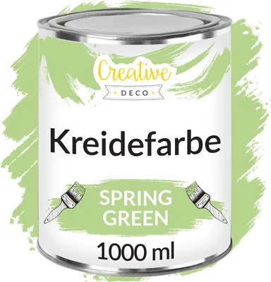 Obrázok produktu pre Creative Deco Kriedová farba Zelená jar | 1000 ml | Matný a umývateľný | Ideálny na renováciu nábytku, dekoráciu a decoupage | Možný efekt opotrebenia a prechodu