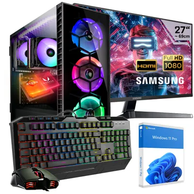 Produktbild von KRAFTPC Gaming PC Komplett-Set AMD Ryzen5 5600GT - Radeon VEGA Grafik - 500GB M.2 SSD -16GB DDR4 - Win11 - WLAN - Samsung 27" TFT - Tastatur/Maus