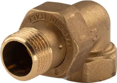 Produktbild von Messing Gewinde-Fitting Winkelverschraubung 90° flachdichtend 1/2'IG - 1/2'AG (DN 15) - schwere Ausführung