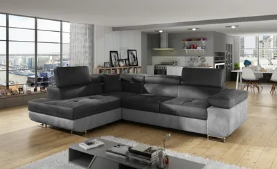 Produktbild von Krudox ANT Ecksofa 272x203 cm mit Schlaffunktion & Bettkasten, Kopfstützen, links, Stoff Monolith 97 / 84