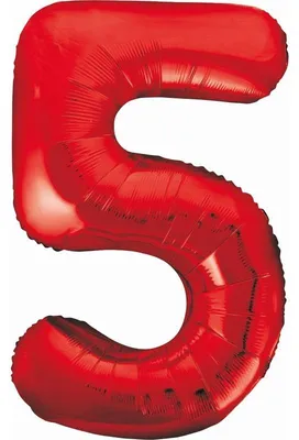 Zdjęcie produktu dla Balon foliowy XL numer 5 czerwony 85 cm