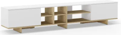 Produktbild von CEQUOIA TV-Möbel – Eiche & Weiß – 2 Klapptüren und 6 Einlegeböden – 230 x 35,6 x 44 cm