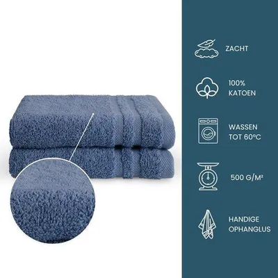 Productafbeelding van Unyqoos® Byrklund gastendoeken, set van 6, hotelkwaliteit – 100% katoen (BCI), 500 g/m², 30 x 50 cm, blauw