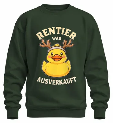 Produktbild von Rentier War t Gummiente Weihnachten Badeente Enten Sweatshirt Pullover, Flaschengrün, XXL