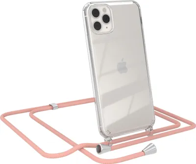 Produktbild von EAZY CASE Handykette kompatibel mit Apple iPhone 11 Pro Max, Handyhülle mit Umhängeband, Handykordel, Schutzhülle Clear, Band in Rosa